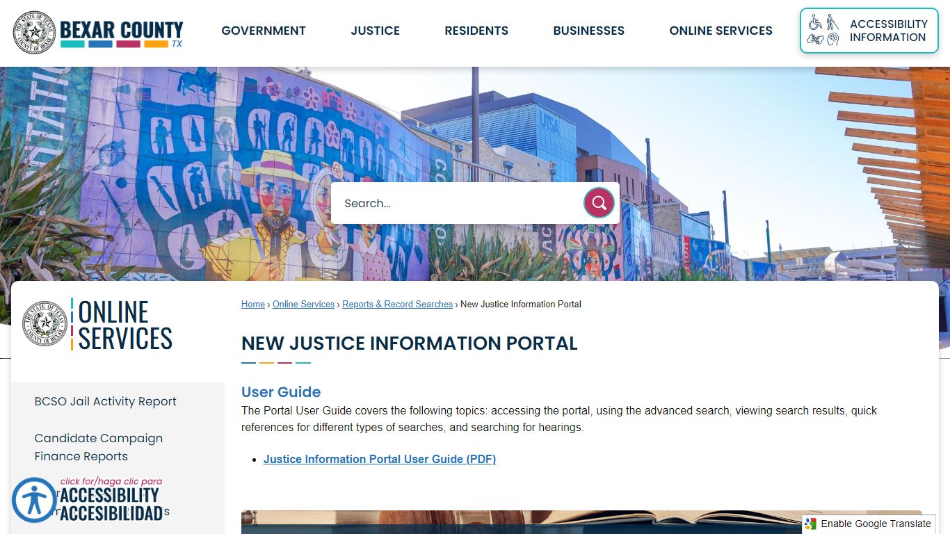 New Justice Information Portal - Bexar County, TX