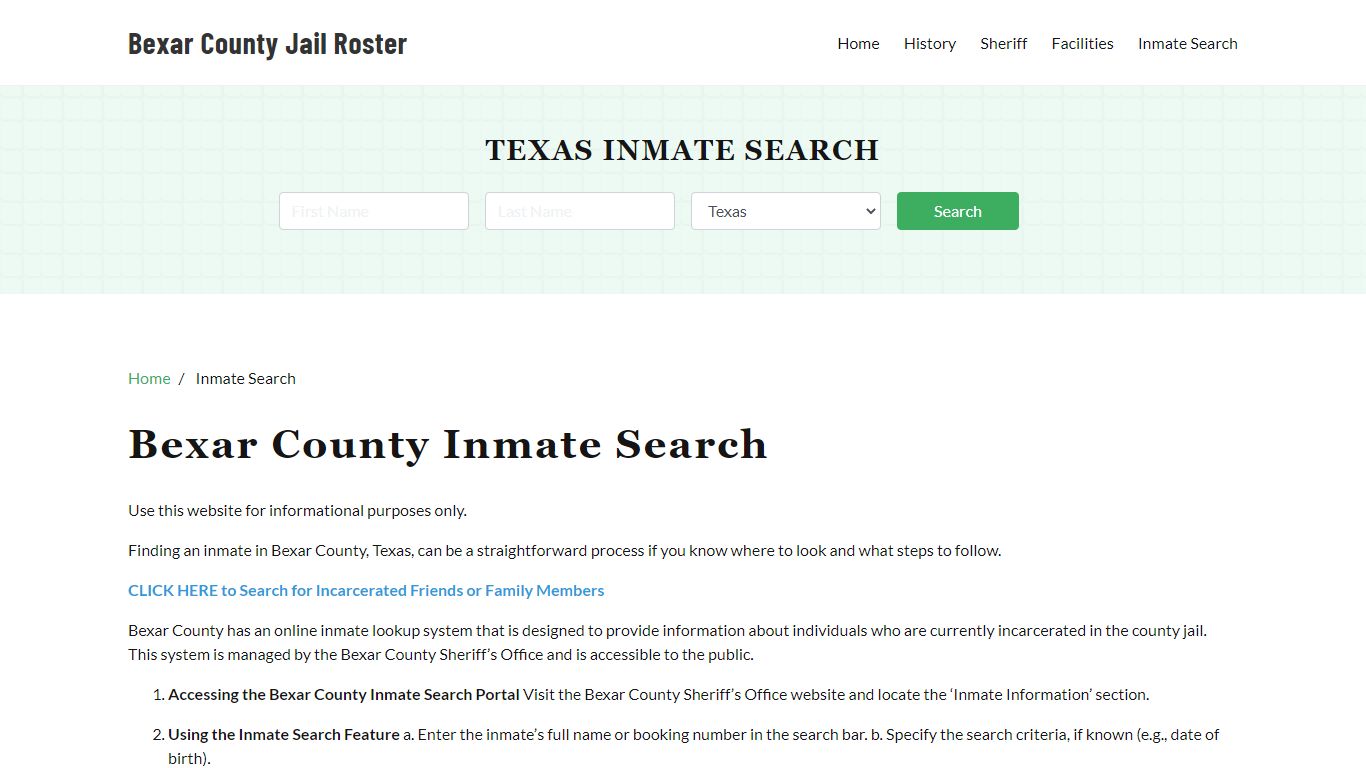 Bexar County, TX Detainee Lookup